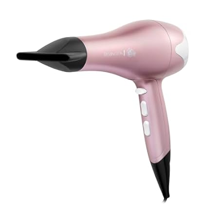 Remington Hair Dryer (Ionic Conditioning for Frizz-Free Results, 3 Heat & 2 Speed Settings with True Cold Shot, Diffuser, Ceramic Coating with Real Pearl, Slim Concentrator, 2200W) Rose Pearl AC5095