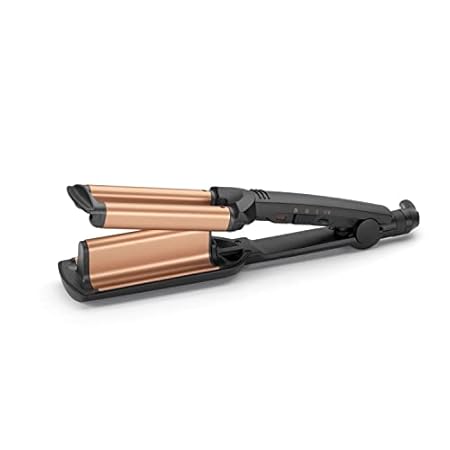 BaByliss Deep Waves Hair Waver – Ceramic Coated Barrel, 3 Heat Settings (160°C-200°C), Frizz-Free Mermaid & Beach Waves, Fast Heat-Up – Black & Gold, 2447CU