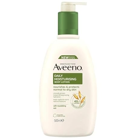 Aveeno Daily Moisturising Body Lotion for Sensitive Skin 500 ml, Pack of 2 - Nourishing Oats Formula for Long-Lasting Hydration and Gentle Skin Care