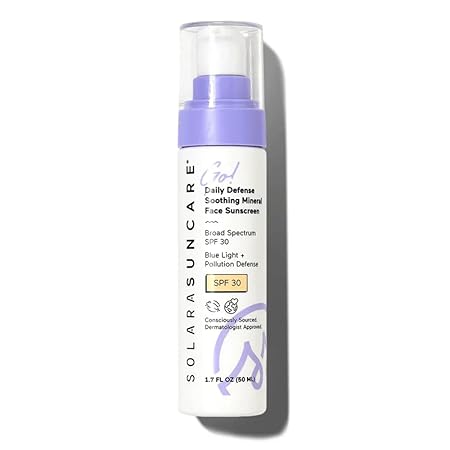 Solara Suncare Daily Defense Soothing Mineral Face Sunscreen SPF 30, 1.7 FZ