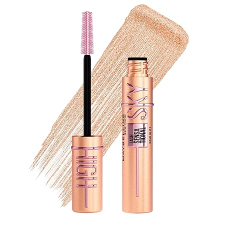 Maybelline Lash Sensational Sky High Mascara Eyelash Lengthening Volumizing, Long Lasting, All Day Wear, Lightweight Formula, Suitable for Sensitive Eyes Gold Glitz